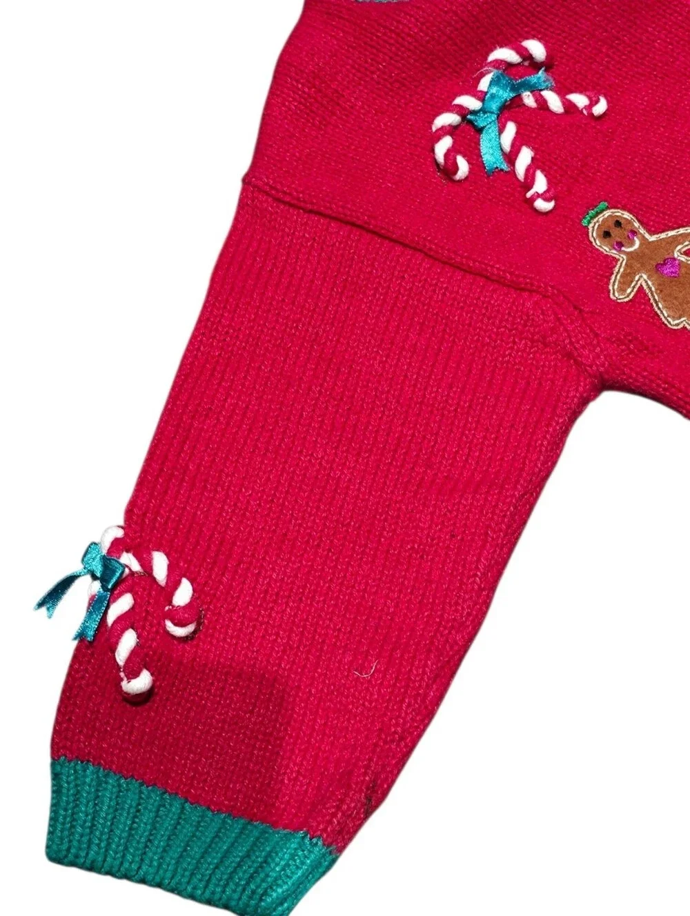 Vintage Organically Grown Kids Ugly Christmas Sweater Cardigan 3T Gingerbread Ho